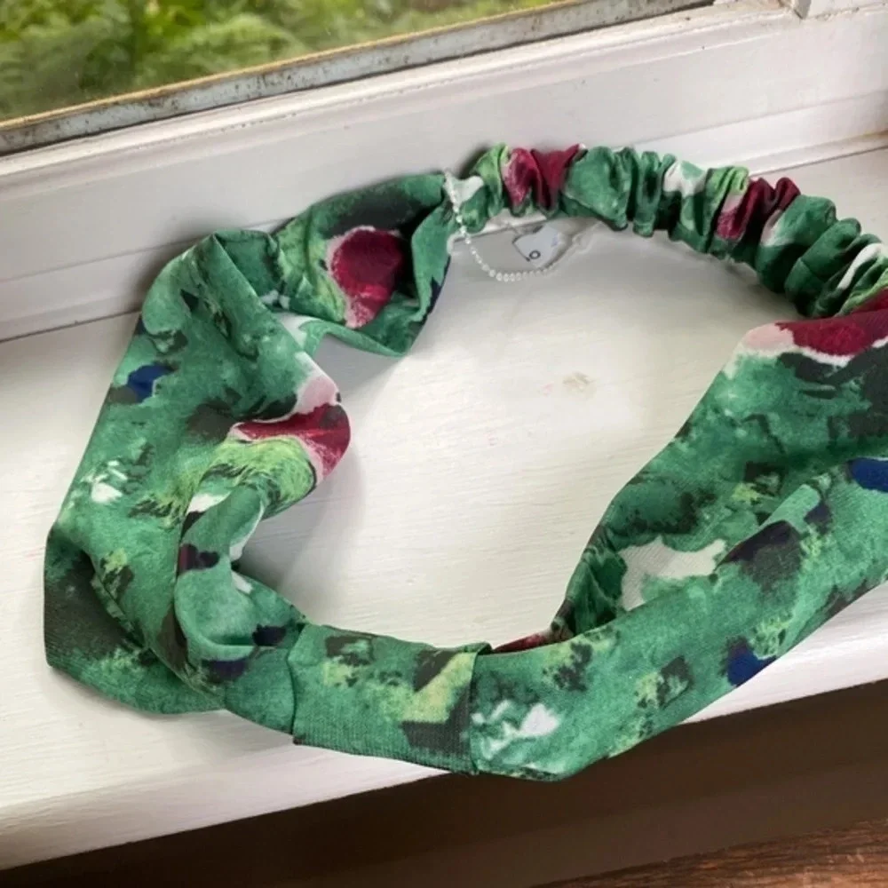 Anthropologie Green Floral Knotted Headband